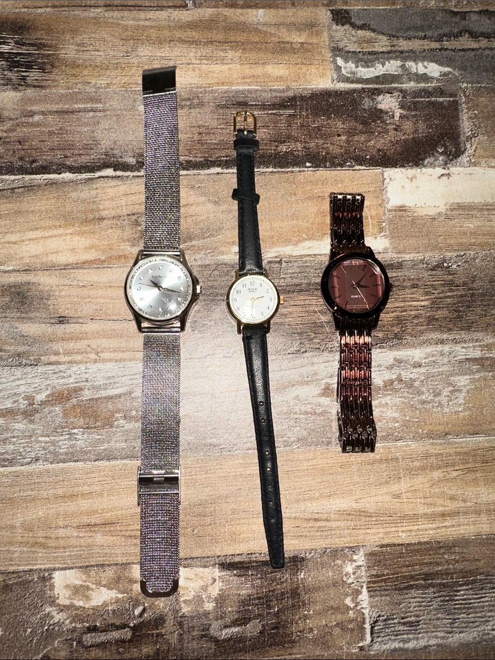 Set of Three Ladies' Watches - Silver, Black, Rose Gold